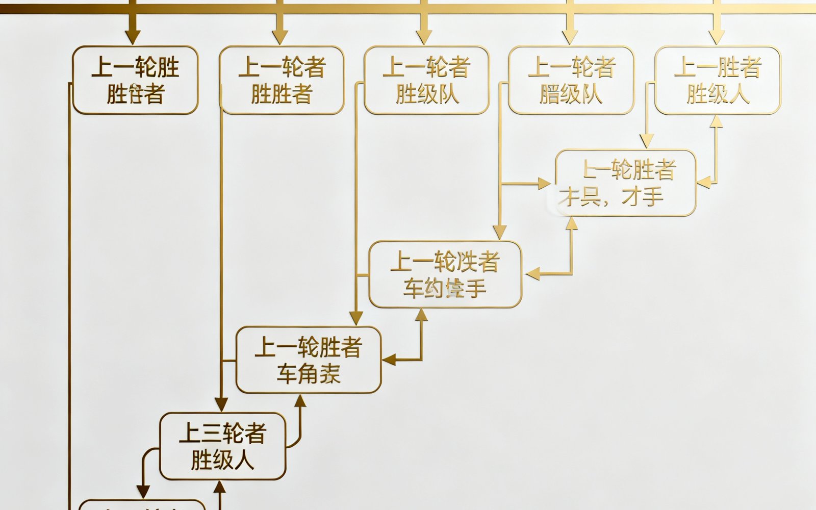 一张精心设计的2026世界杯淘汰赛对阵流程图，从32强1/16决赛开始，逐级展示16强、8强、半决赛到决赛的完整晋级路径，金色线条连接每一轮